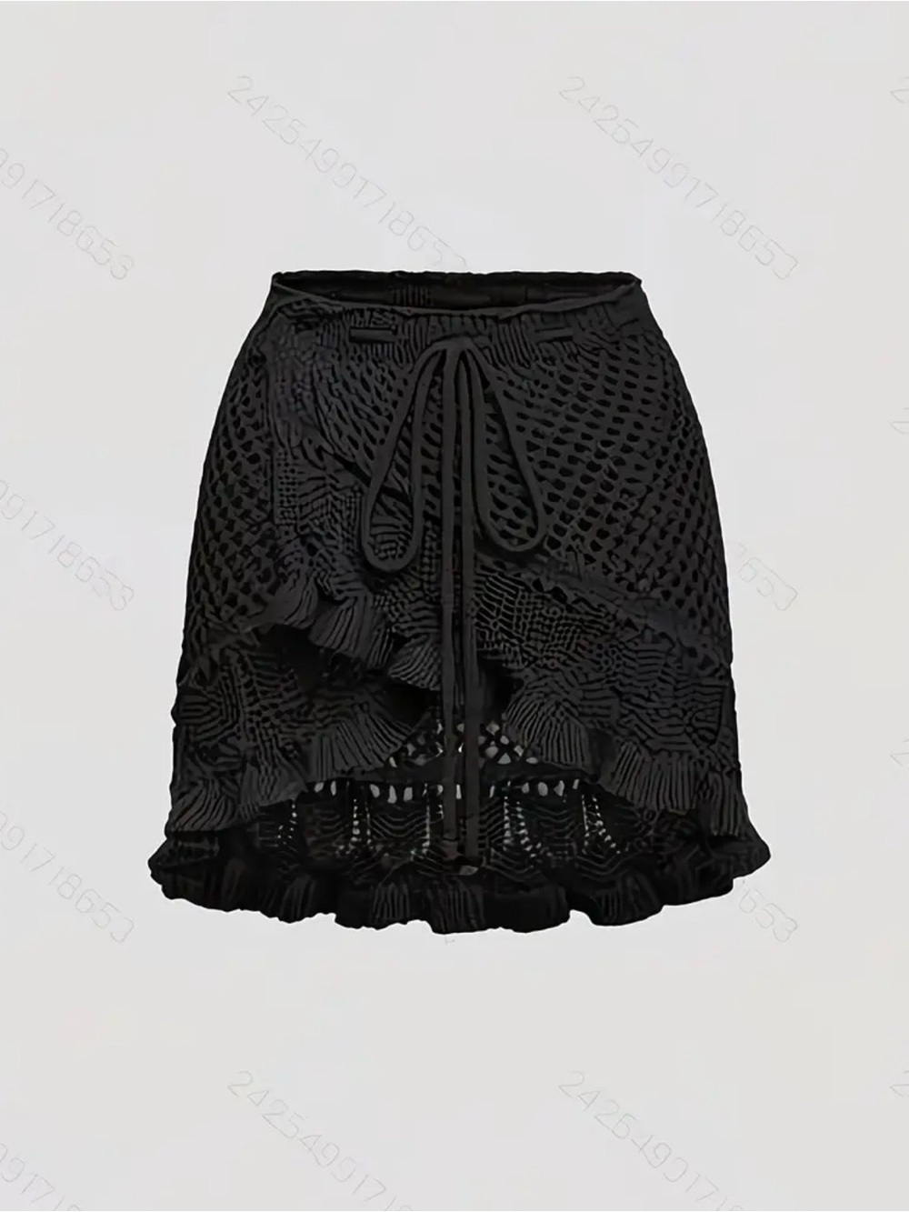 Black Crochet Ruffle Mini Skirt Coverup - Brand New Boutique